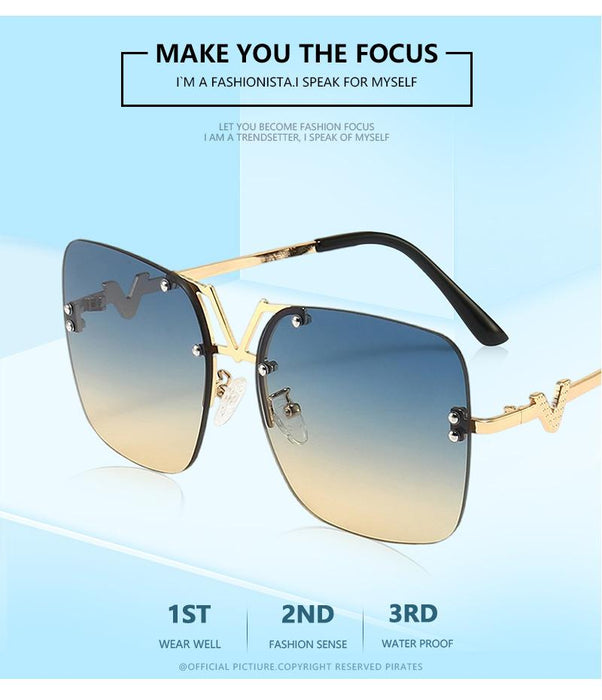 Metal square color large frame sunglasses