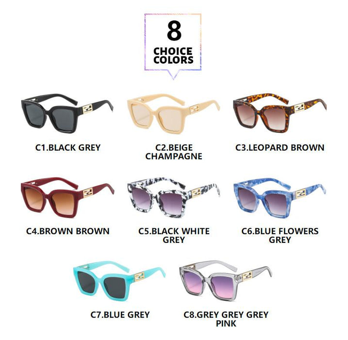Metal square personalized stripe Sunglasses
