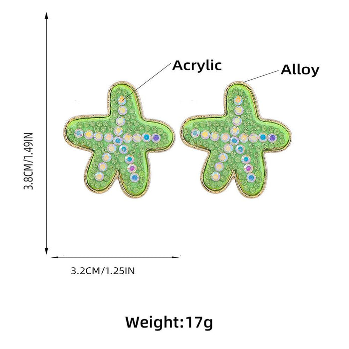 New Summer Beach Leisure Style Starfish Earrings Accessories Inlaid Rhinestone