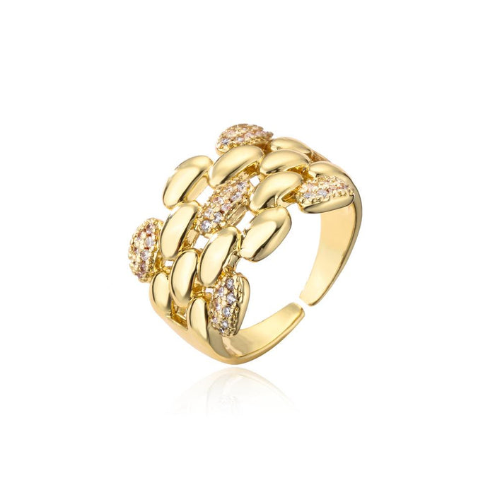 New Gold Color Zircon Pop Open Ring