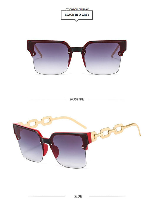 Half frame chain metal sunglasses