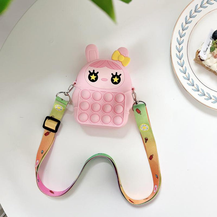 Small bag student with rope silicone toy