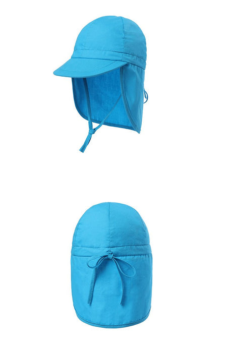 Blue Ruffled Outdoor Sunscreen Thin Children's Shawl Hat