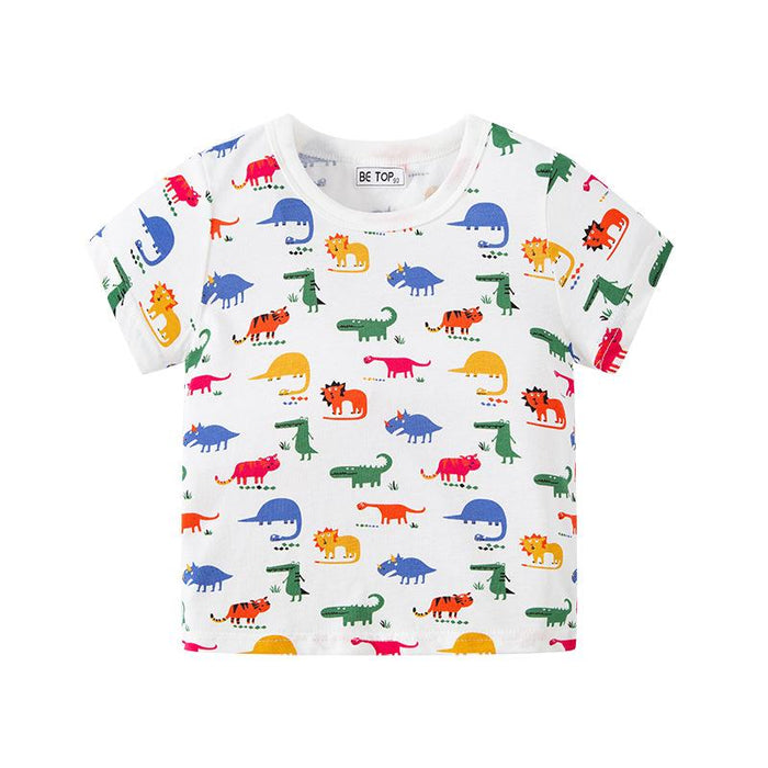 Children's allover dinosaur short sleeve baby top short sleeve T-shirt