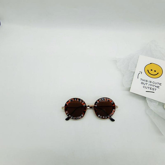 Children's Fashion Letter Metal Round Frame Sunglasses