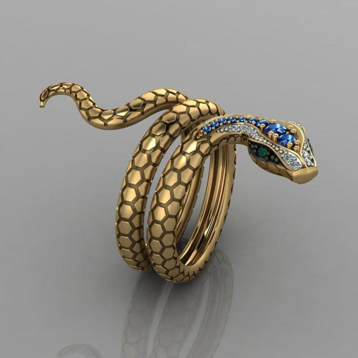 New Creative Fashion Snake Blue Zircon Ring