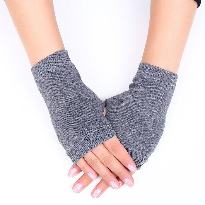 Half Finger Gloves for Women Winter Soft Warm Wool Knitting Arm Gloves