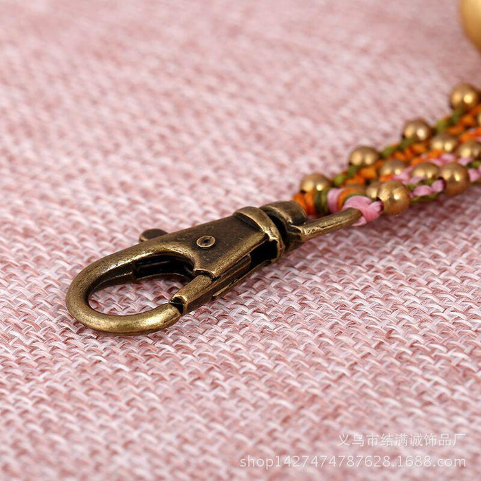 Bohemian Style Handmade Plush Ball Bag Pendant Woven Car Keychains