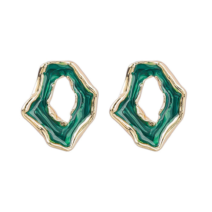Fashionable Simple Geometric Alloy Oil Dripping Earrings