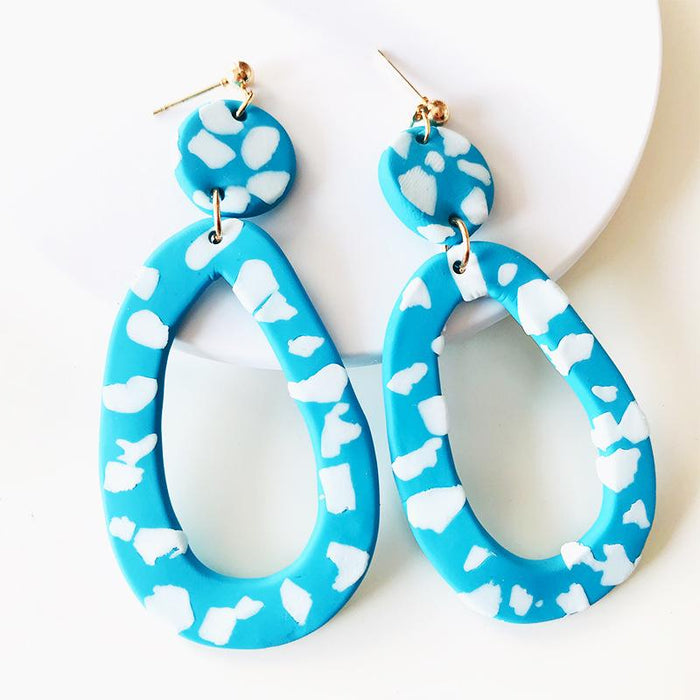 Original Painted Spot Handmade Clay Soft Pottery Earrings