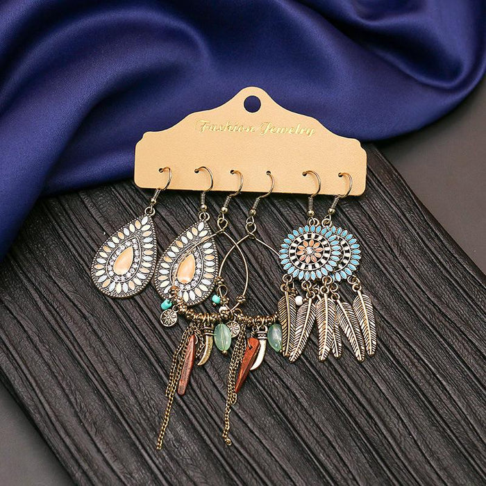 3 pairs/set Earrings Bohemian Style Jewelry X0X36218