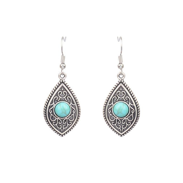 Boho Ethnic Vintage Green Stone Earrings