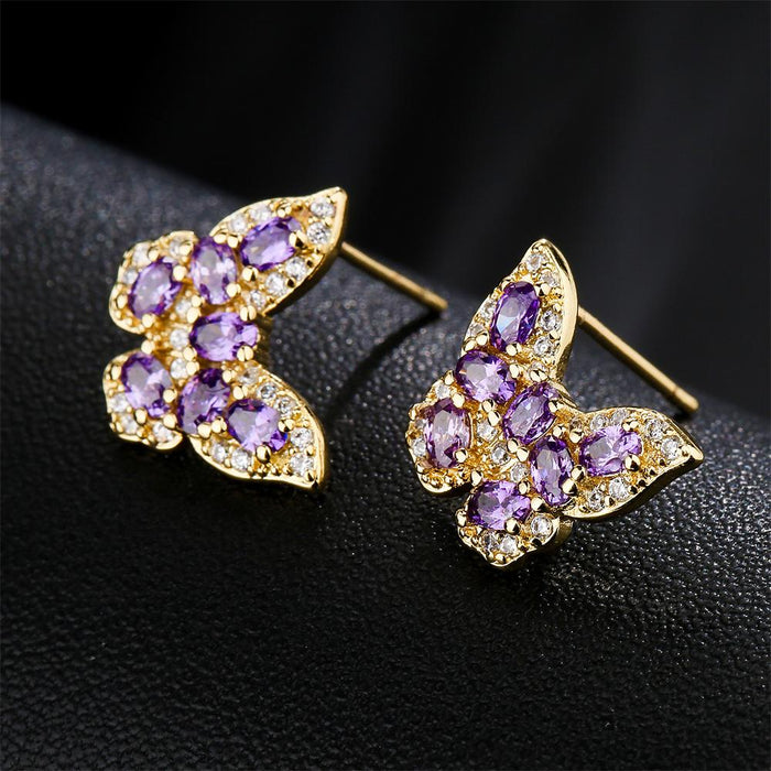 New Fashion Versatile Zircon Butterfly Earrings Stud Earrings