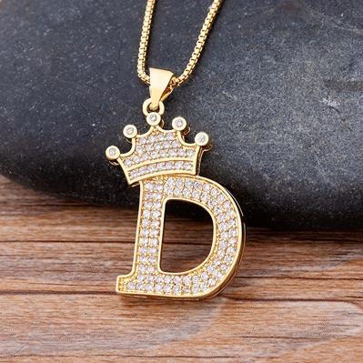 Zircon A-Z Crown Alphabet Necklace