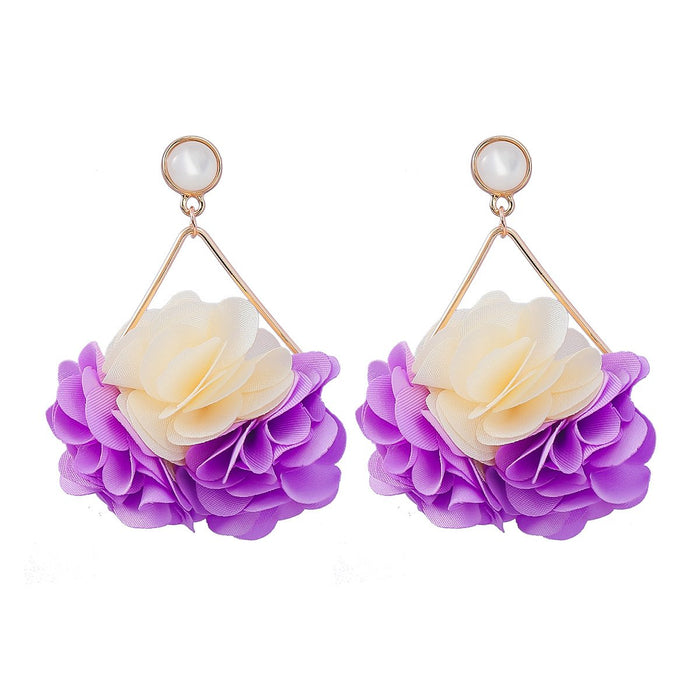 Women's Fashion Multilayer Braided Geometric Floral Earrings