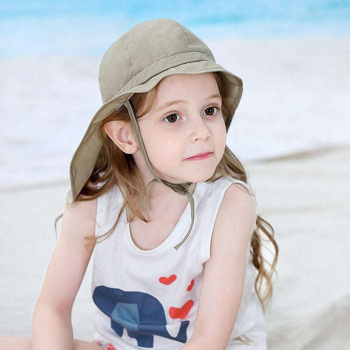 Coffee Ruffled Outdoor Sunscreen Thin Children's Shawl Hat