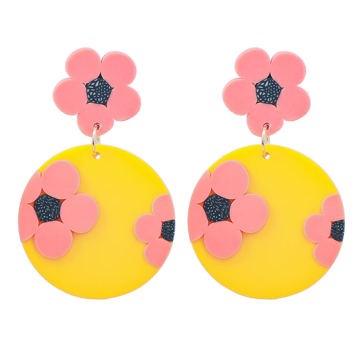 Summer Geometric Floral Terracotta Earrings
