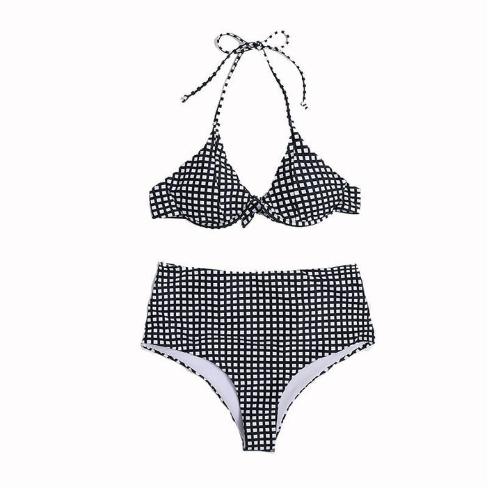 New Sexy Backless Plaid Printed Women's Split Bikini