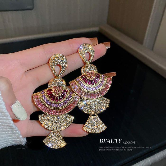 Fashion Personality Versatile Colored Zircon Women's Stud Earrings