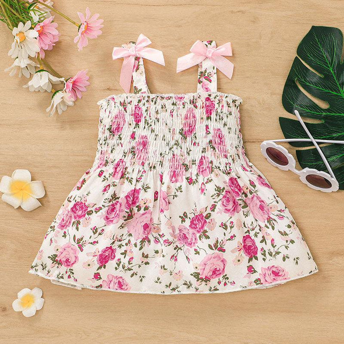 Girl Flower Baby Skirt Sweet Print Suspender Skirt