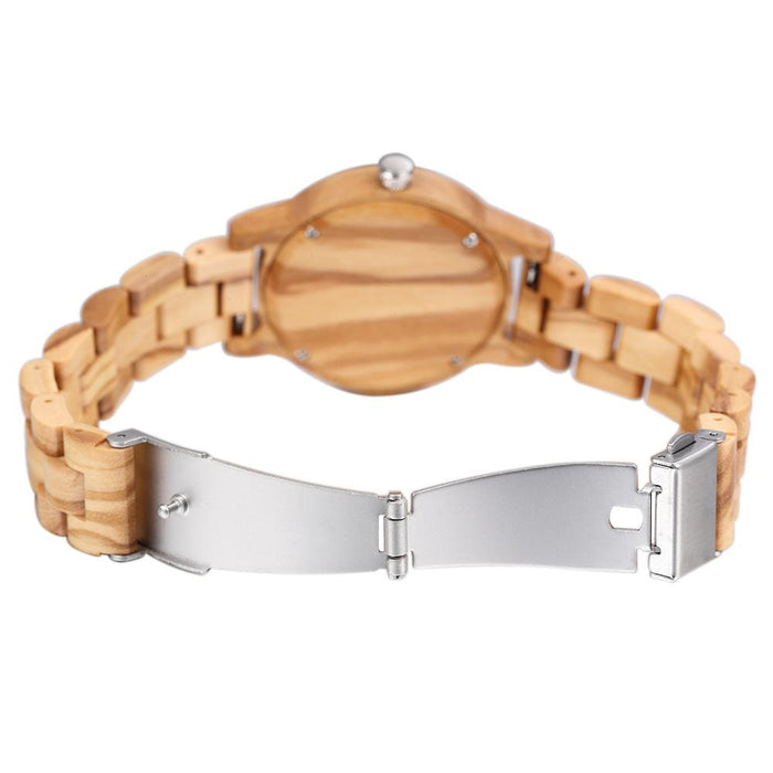 Fashion Premium Green Wooden Quartz Women's Watch