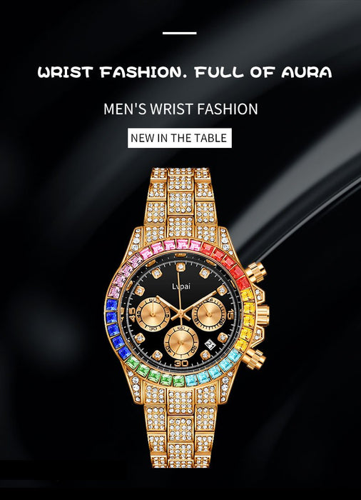 Lvpai Brand Men Watch Women Iced Out Diamond Hip Hop Fashion Large Dial Calendar Lover Ladies Quartz Wrist Watch Montre Femme