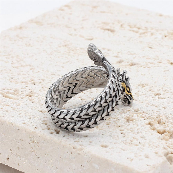 Personality Retro Chinese Dragon Men's Titanium Steel Ring
