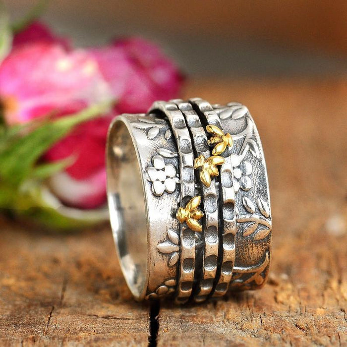 Little Bee Flower Two Color Ring