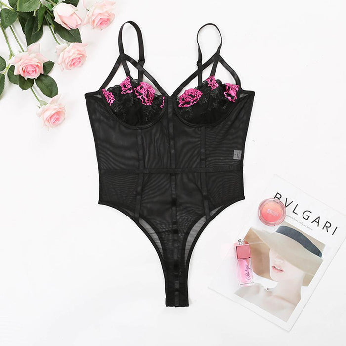 Sexy One-piece Lingerie Lace Mesh Women Bodysuit