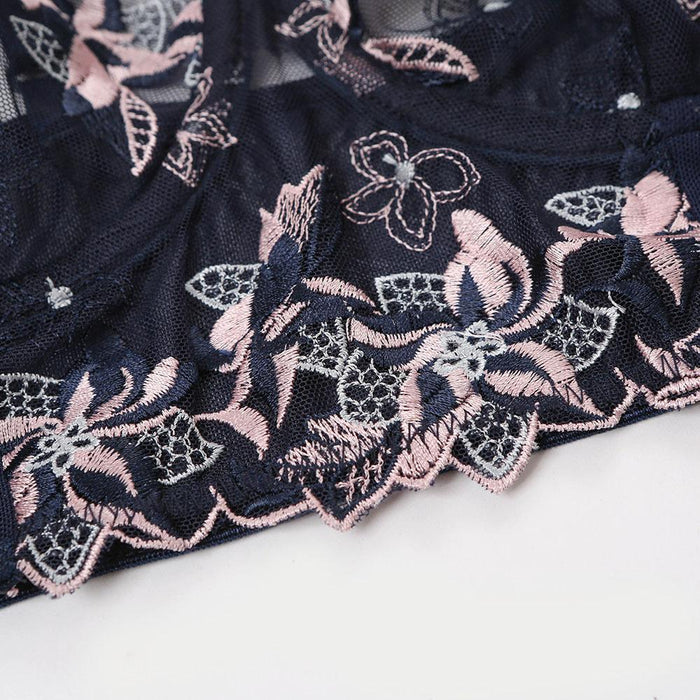 Women's Embroidered Mesh Underwear Sexy Lingerie Set