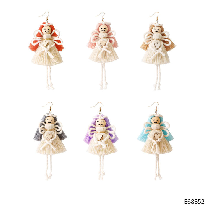 Cotton Rope Hand Woven Tassel Angel Earrings