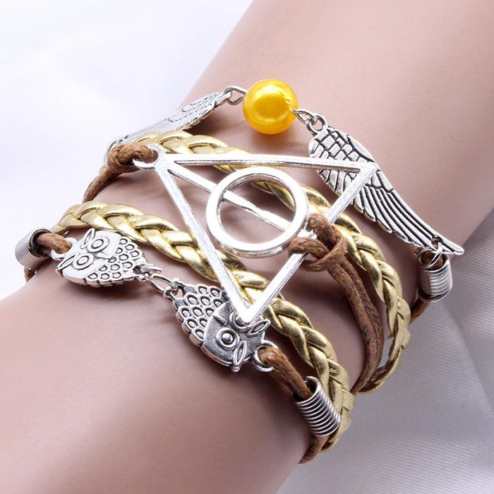 60Pcs Vintage Owl Wings Leather Rope Bracelet