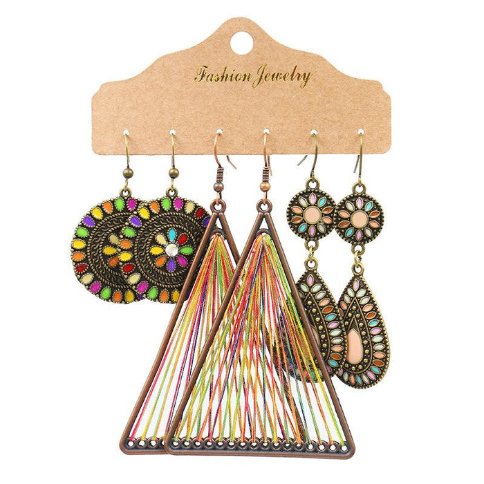 3 pairs/set Earrings Bohemian Style Jewelry X0X36215