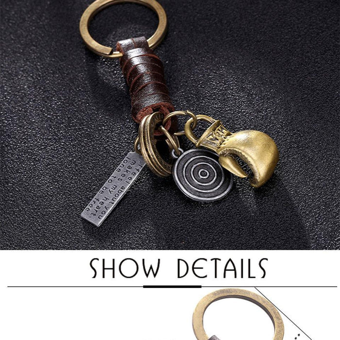 Vintage key chain punk leather metal key chain creative personality key chain