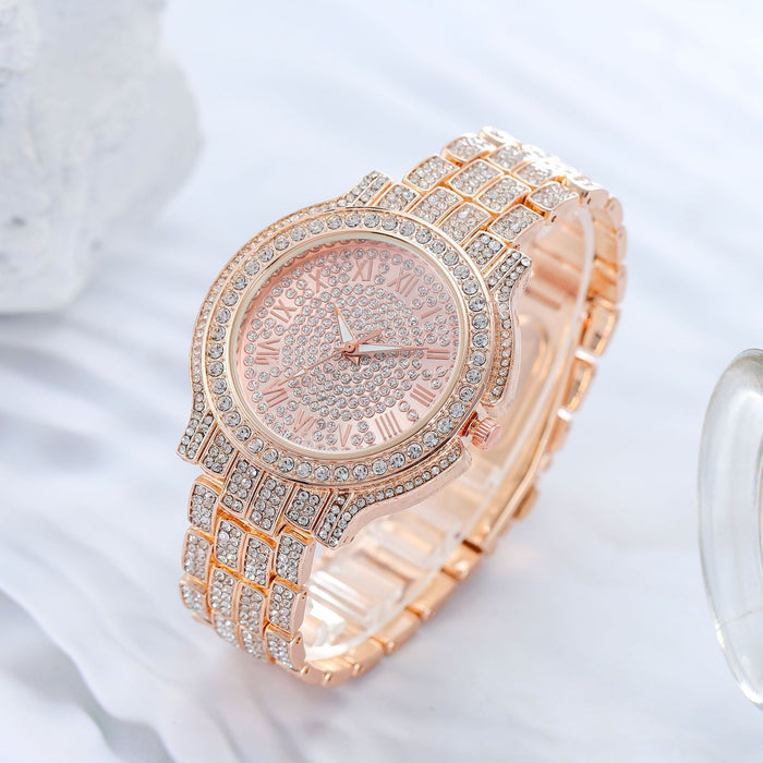Women Watch Rhinestone Steel Quartz Fashion Wristwatch LLZ13876
