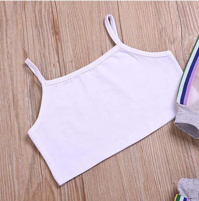 Sleeveless vest top breathable rainbow sunscreen solid striped shorts