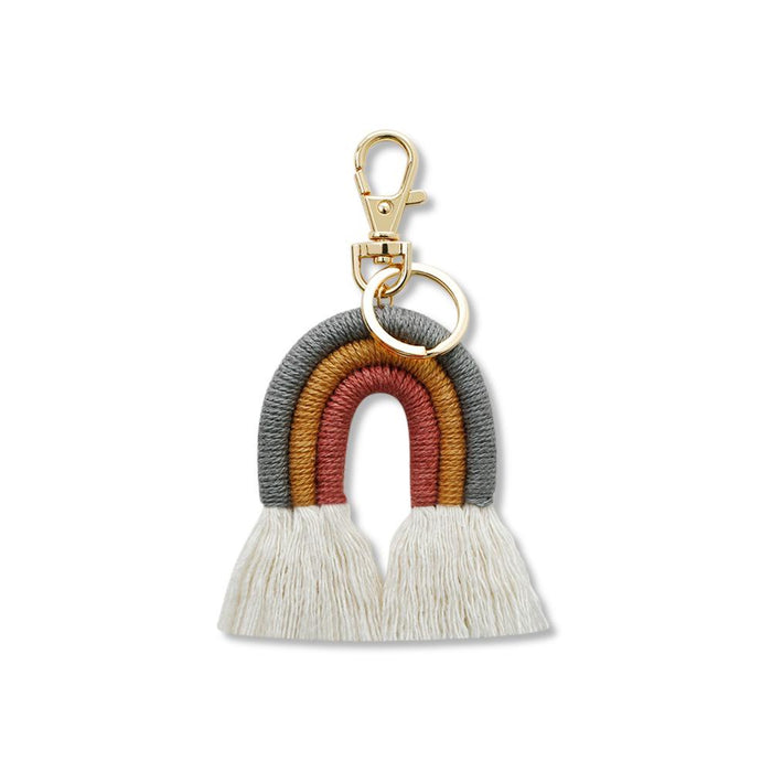 Bohemian Tassel Bag Pendant Hand Woven Rainbow Keychains