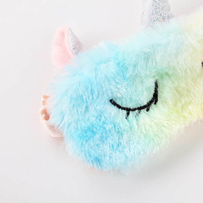 Cartoon Pink Gradient Colorful Unicorn Blindfold Eye Mask