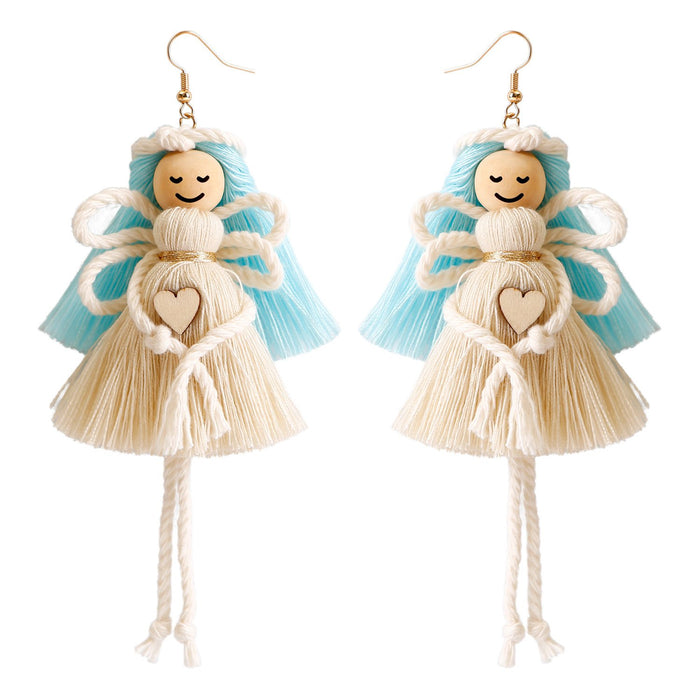 Cotton Rope Hand Woven Tassel Angel Earrings
