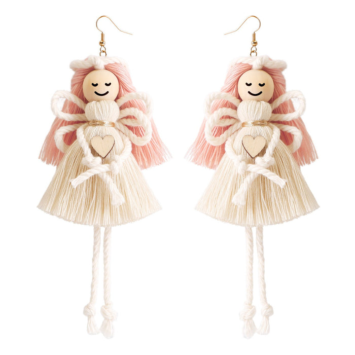 Cotton Rope Hand Woven Tassel Angel Earrings