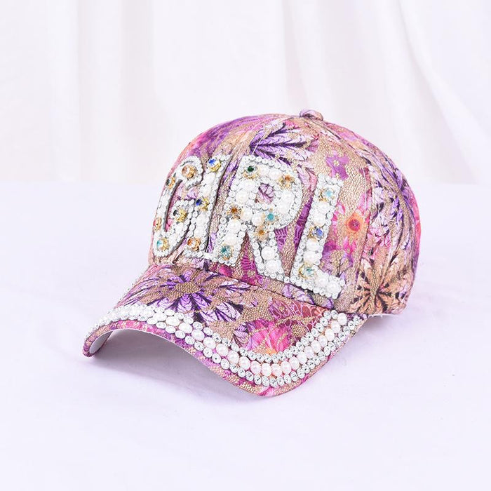 Summer Women's Maple Leaf Lace Handmade Beads Baseball Cap