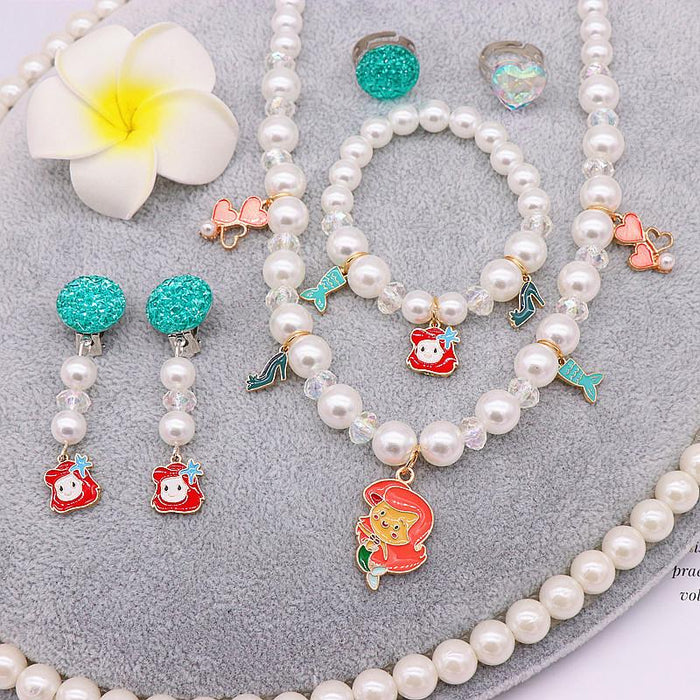 Children's imitation pearl Snow Princess Necklace Bracelet Set