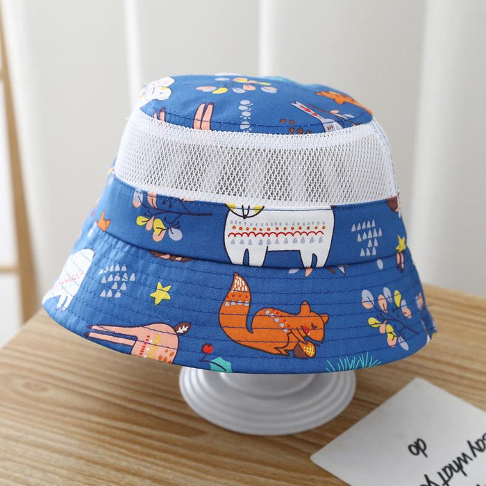 Summer Cartoon Print Children's Outdoor Mesh Hat