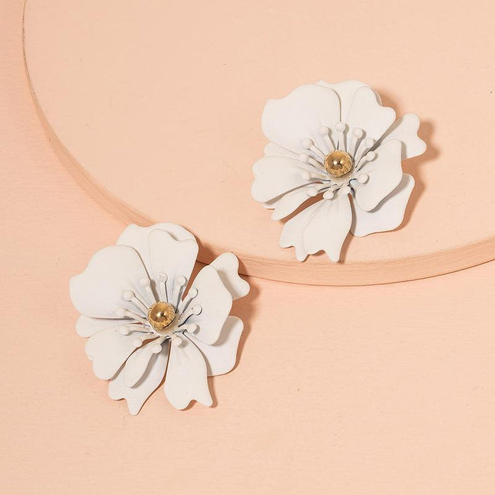 New Women's Earrings Petal Baking Paint Heart Earrings