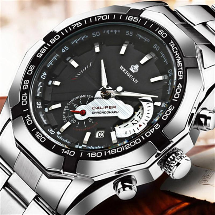 Luxury Men's Watches Stainless Steel Luminous Quartz Calendar Clock