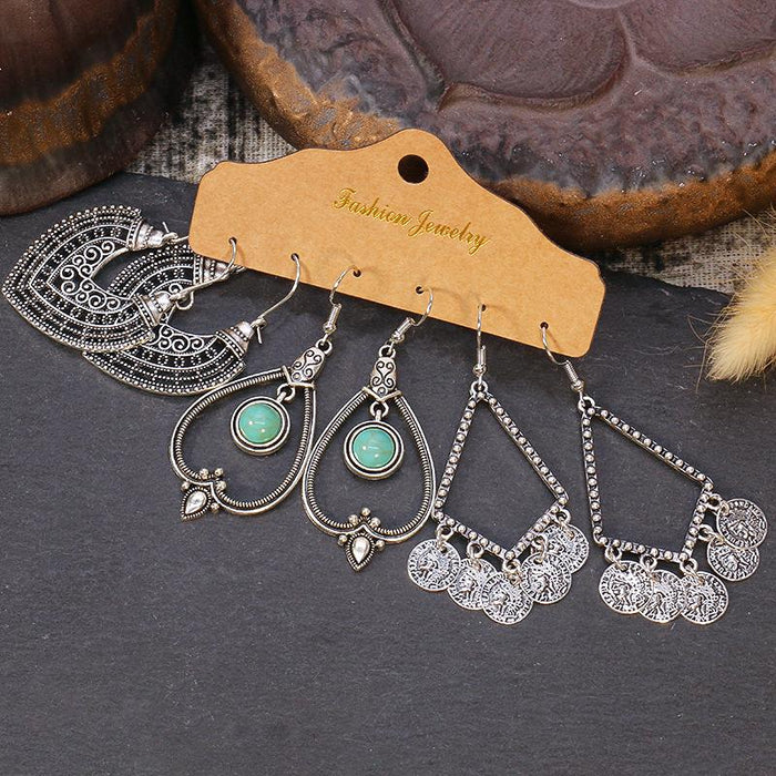 3 pairs/set Earrings Bohemian Style Jewelry X0X36213