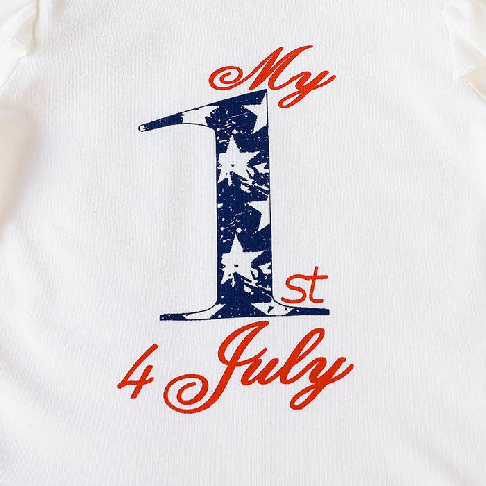 Independence Day Baby Letter Short Sleeve Jumpsuit