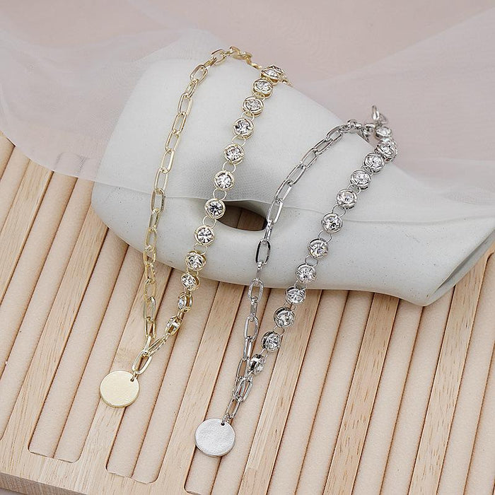 Vintage Round Pendant Necklace Sweater Chain Women's Accessories