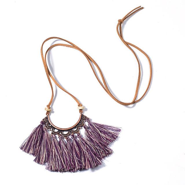 Women's Popular Creative Flower Retro Tassel Necklace