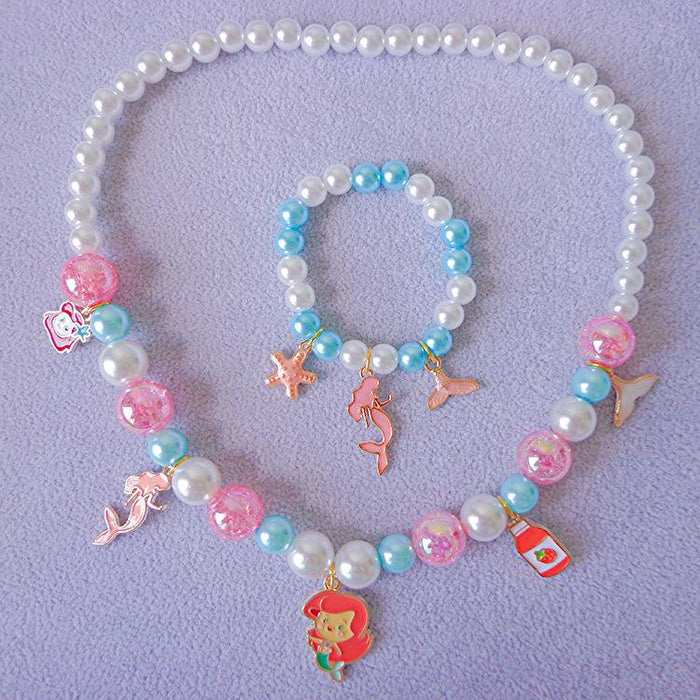 Children's Jewelry Princess Sweater Chain Necklace Bracelet Set